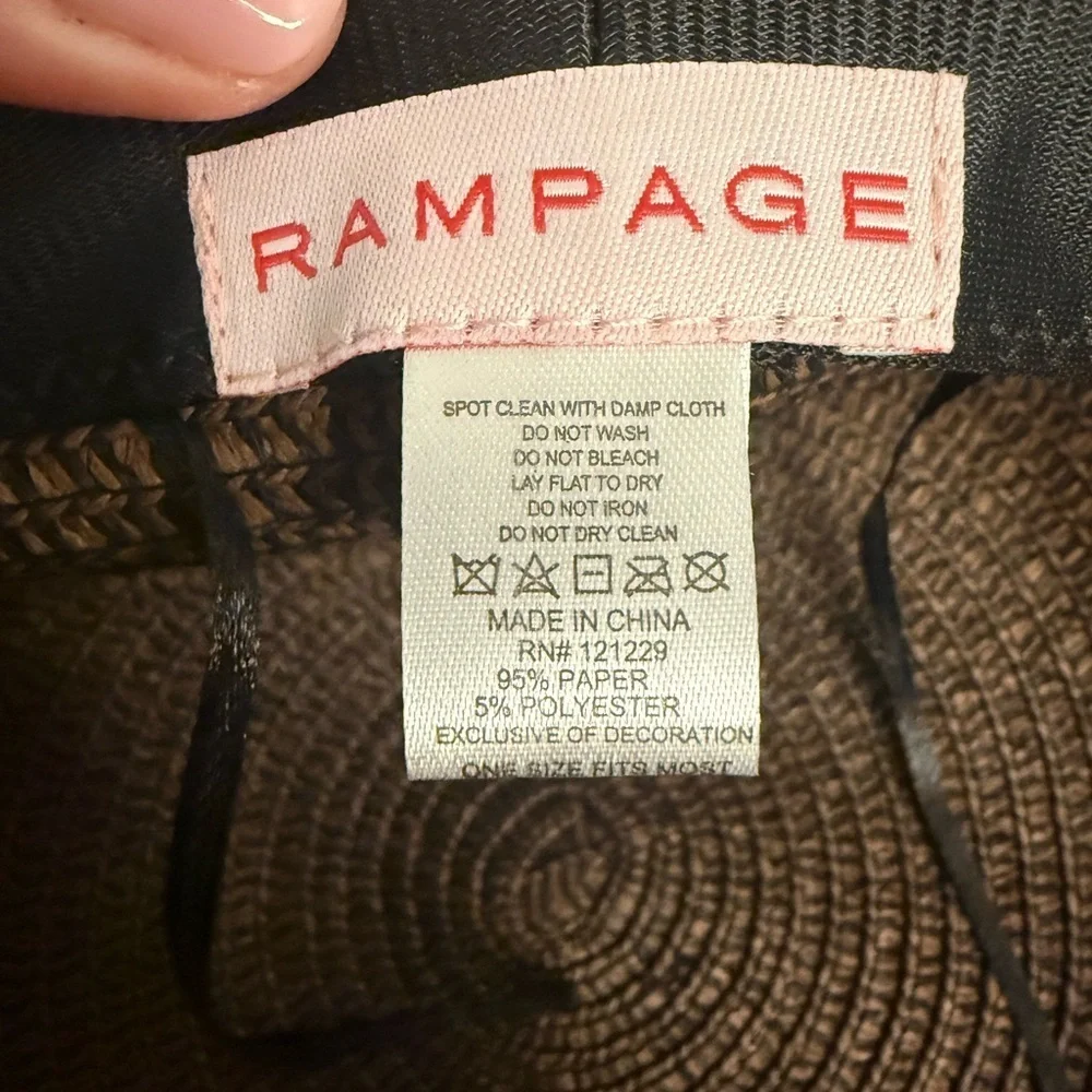 Rampage Woven Sun Hat with Black Bow – Brown/Black